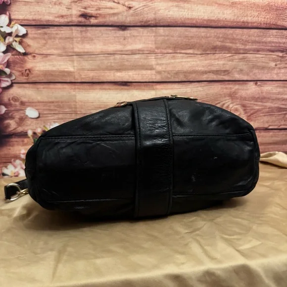 Michael Kors Jamesport Black Leather Hobo Shoulder Bag Large MK Purse - Picture 8 of 11